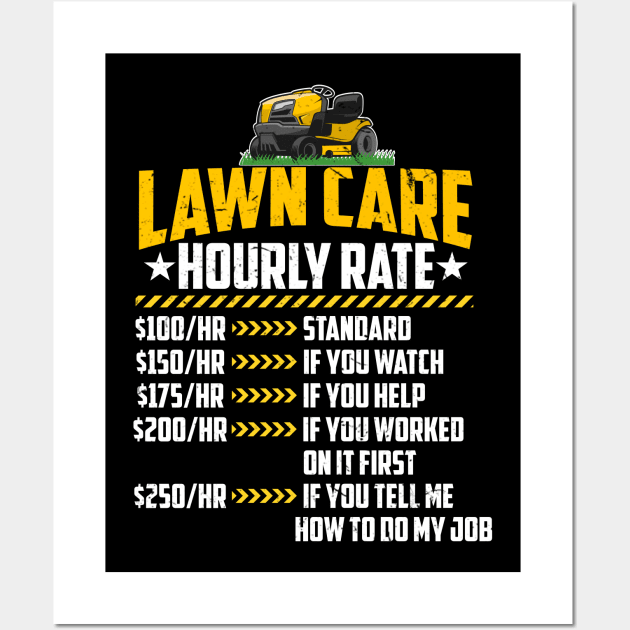 Lawn Care Hourly Rate Funny Love Gardening Labor Rates Gifts Wall Art by despicav